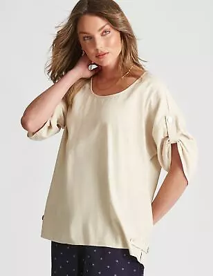 ROCKMANS - Womens Summer Tops - Grey Blouse / Shirt - Linen - Smart Casual • £16.14