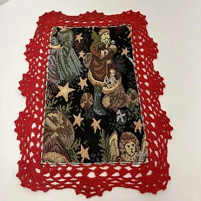 Vintage Crochet Christmas Doily Table Topper Angel Stars Winter Wonderland • $8.95