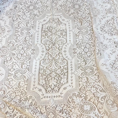 $24.99 • Buy Lace Tablecloth Rectangle White Flowers Boho Shabby Cottagecore Retro