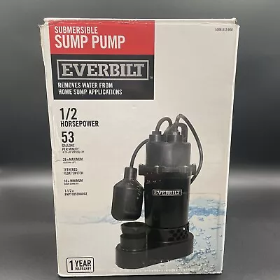 Everbilt 1/2 HP Submersible Aluminum Sump Pump With Tethered Switch HDSP50W • $64.99