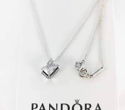 Pandora Silver Ginkgo Collier With Clear Necklace 392388C01 - 45 Cm - 17.7 W/Box • $44.99