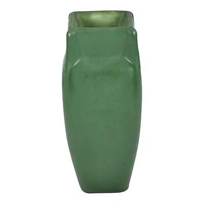 Weller Matte Green 1910s Vintage Arts And Crafts Pottery Buttressed Ceramic Vase • $425