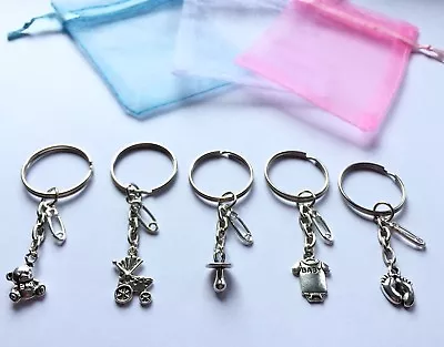 5 X Baby Shower Keyring Charm Mum To Be Pregnancy BOY/GIRL Blue Pink Favour • £4.80