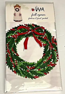 Vintage VERA Neumann WREATH GREEN  Full Apron Holiday COOK Original Package NWT • $36