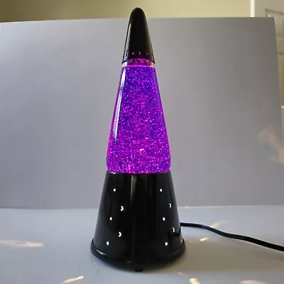 See Video | Vintage Lava Lite Wizard Glitter Lamp Purple Rare Black Base 15  • $110