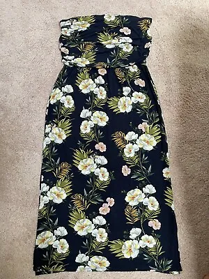 £10 • Buy Beautiful Bandeau Oasis Blue Floral Pull On Dress Size S Fits A 10 - 12