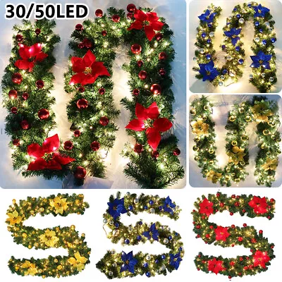 9FT Christmas Garland Decorations Door Wreath Xmas Green Tree Pine-.- • $61.59