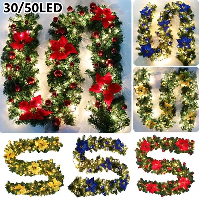 9FT Christmas Garland Decorations Door Wreath Xmas Green Tree Pine Dgab • $39.59