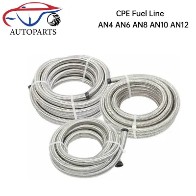 4AN/6AN/8AN/10AN/12AN Stainless Steel Braided CPE Fuel/Oil/Gas Hose Line Silver • $12.79