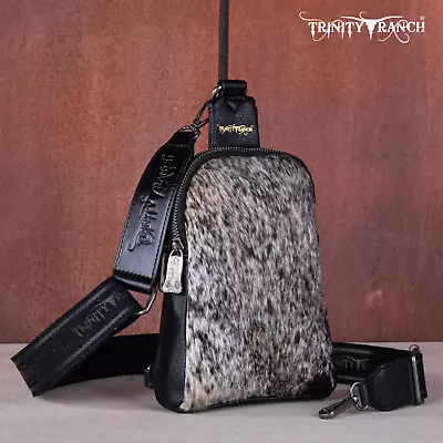 Trinity Ranch Genuine Hair-On Cowhide Collection Sling Bag • $54.99