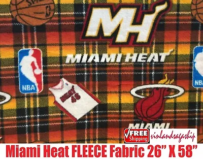 NBA MIAMI HEAT Fleece Fabric 26  X 58  / 2 X 5 FT  • $14.44