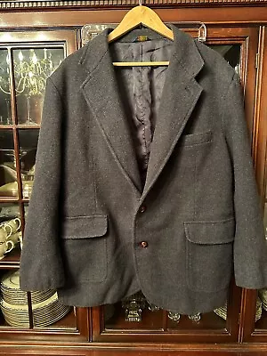 Pendleton Wool Blazer Vintage Sz 50L  Blue/Gray Suede Elbow Patch Made In USA • $30
