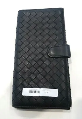 Bottega Veneta Purse Intrecciato Black Leather Wallet Authentic &Very Good Cond • $439