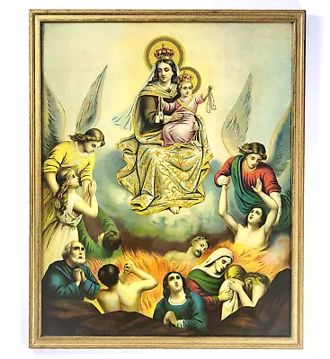 Lady Of Mount Carmel Religious Chromolithograph Print 1880 Madonna Jesus Carmen • $248