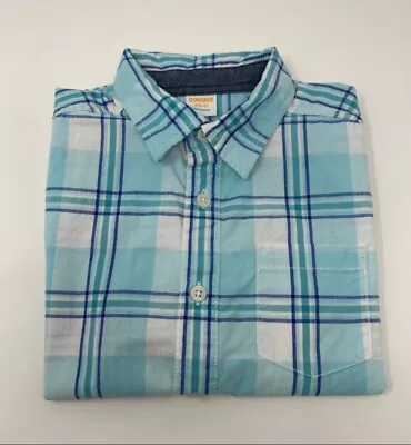 Gymboree Boys Short Sleeve Blue Plaid Button Up Shirt Size 5-6 • $8