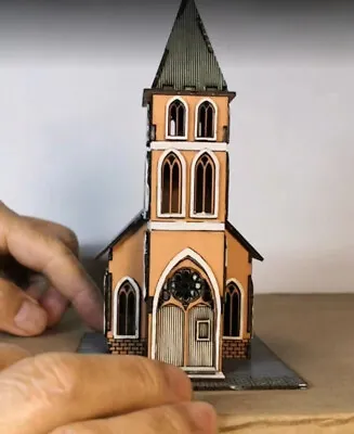 1:87 Scale Dollhouse Miniatures Plain Unfinished Wooden Church Castle Model Set • $31.99