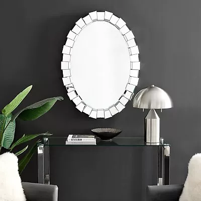 Venus Multi Faceted Oval Wall Mirror Modern Looking Glass With 3D Frame - Medium • £234.99