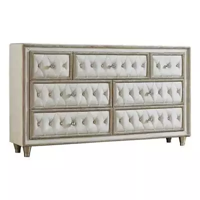 Coaster Antonella 7-Drawer Upholstered Velvet Dresser In Ivory And Camel • $712.10