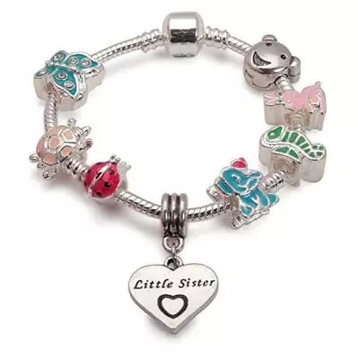 Children's Little Sister 'Animal Magic' Silver Plated Charm Bead Bracelet • £15.99