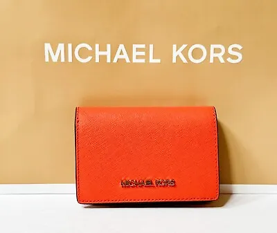 Michael Kors Jet Set Travel Medium Slim Wallet Tangerine • $68
