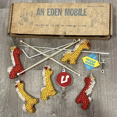 RARE Vintage Eden Toys Musical Baby Crib Mobile Cloth Giraffes In Original Box • $19.99