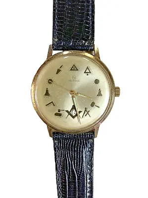 Helbros Masonic Dial New Lizard Band Automatic Watch PUW 1360  • $199.99