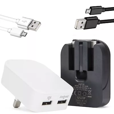 For Samsung A10 J4 J3 J5 J6 Dual USB Wall Charger Plug Micro Fast Charging Cable • £7.57