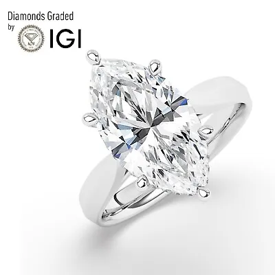 Marquise Solitaire Hidden Halo 950 Platinum Engagement Ring4ct Lab-grown IGI • £2768