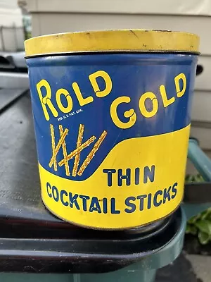 VTG Rold Gold Thin Cocktail Sticks Pretzel Metal Tin Can 1-1/2 LB Advertising • $27.75