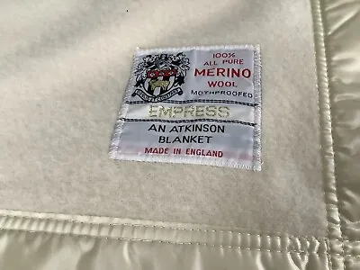 £0.95 • Buy Superb Quality Pure Merino Wool Empress Blanket By Atkinson 102” X 110”