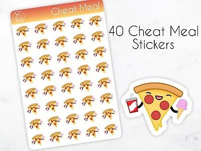 Cheat Meal Stickers | Kawaii Pizza Party Planner And Journal Stickers • £2.95