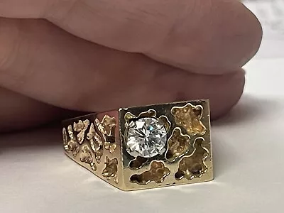 Mens Gold Nugget CZ 14k Yellow Gold Ring SIZE 12 • $2040
