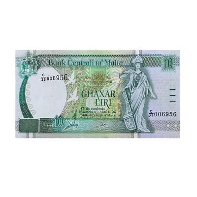 Malta Banknote #55A 10 Liri 5th Series A.P. Galdes Fine • $49
