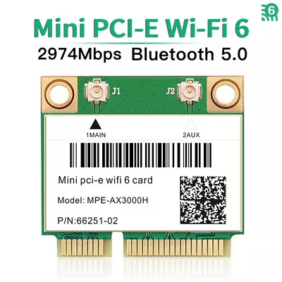 3000Mbps WiFi 6 Mini PCI-E Wireless Card Dual Band Bleutooth Adapter PC Laptops • $19.54