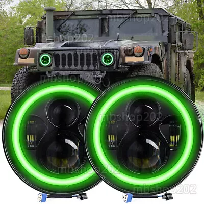 7  Inch LED Headlight Green DRL Fit Military Humvee M998 M923 M35a2 Hummer Truck • $58.72