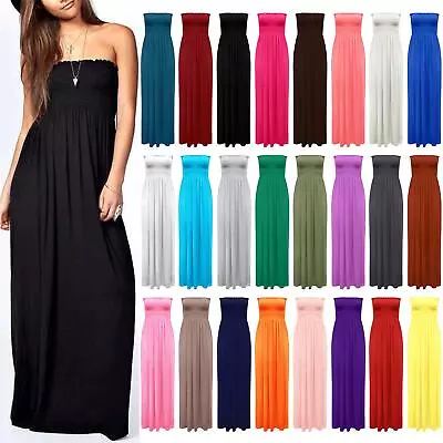 £4.99 • Buy Ladies Strapless Sheering Beach Dress Long Boobtube Bandeau Maxi Summer Dresses
