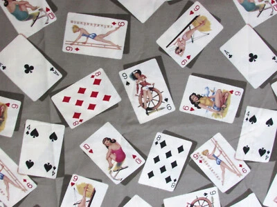 Vintage Style Pinup Girl Playing Cards Robert Kaufman Cotton Sew Quilt Fabric • $33