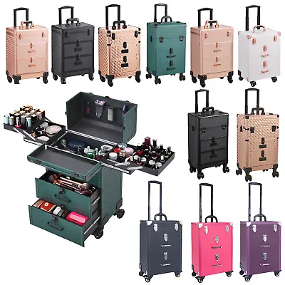 Mobile Makeup Beauty Cosmetic Case Vanity Trolley Hairdressing Storage 2 Drawers • £59.95