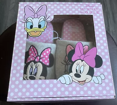 Ladies George Disney Minnie Mouse & Daisy Duck Grey Slippers Gift Box Size 5-6 • £12.95