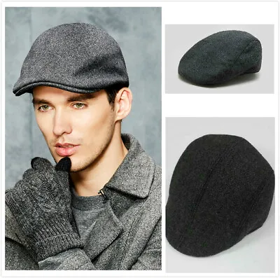 £3.99 • Buy Mens Flat Cap Gatsby Tweed Baker Boy Hat Herringbone Newsboy Peaky Blinders 59cm