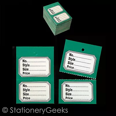 £1.99 • Buy 100 Green Clothes Garment Tickets Perforated Clothing Price Stock Tags Tagging