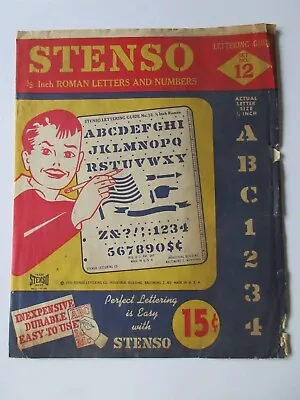 Vintage 1955 Stenso Lettering Guide #12 1/2 Roman Letters And Numbers Stencil • $13.99