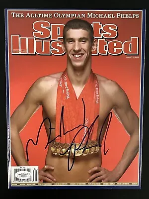 Michael Phelps Signed Sports Illustrated 8/25/08 No Label Olympics Gold Auto JSA • $699.99