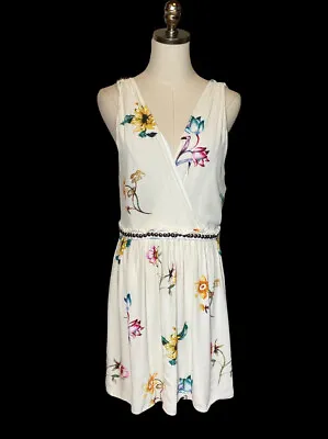 Topshop Deep V Neck Mini Dress Tunic 10 Wrap Floral • $30