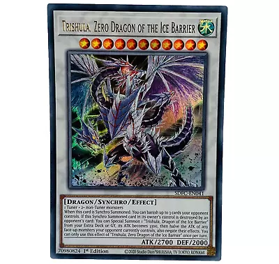 YUGIOH Trishula Zero Dragon Of The Ice Barrier SDFC-EN041 Super Rare Card MINT • £2.49