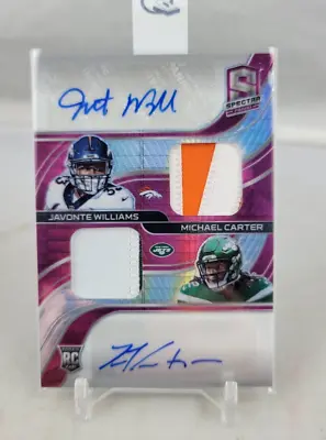 2021 Panini Spectra Javonte Williams Michael Carter Dual Rookie Patch Auto # /20 • $59.99