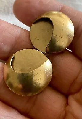 Vtg Majorie Baer MB SF Modernist Brass Tone Clip On Earrings • $30