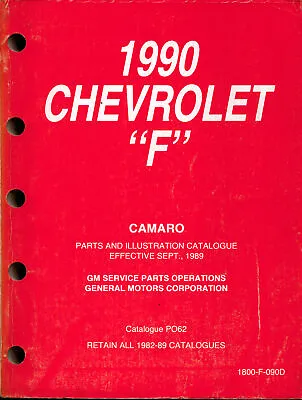 1990 Chevrolet CAMARO - F BODY - PARTS & ILLUSTRATION CATALOG / MANUAL - PO82 • $39.95