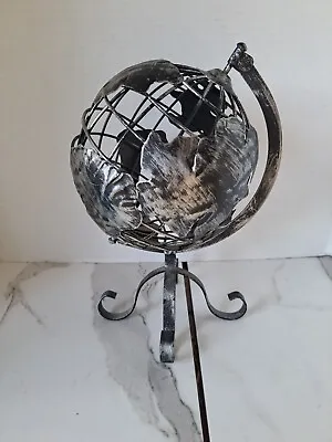 Metal Black And Silver 10  World Globe For Desk Or Shelf • $20