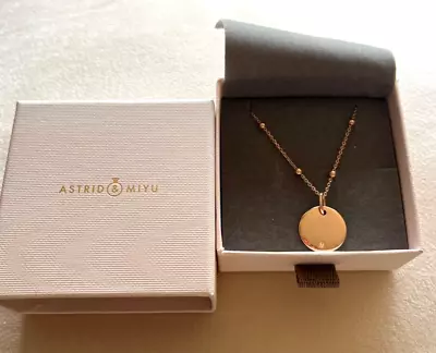 £59 • Buy Astrid & Miyu Necklace - ROSE GOLD - Coin Pendant Necklace - WITH STONE